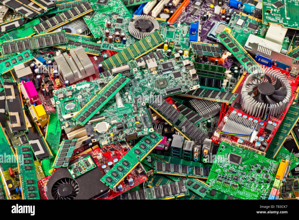 growing pile of rubbish from computer boards t83ck7